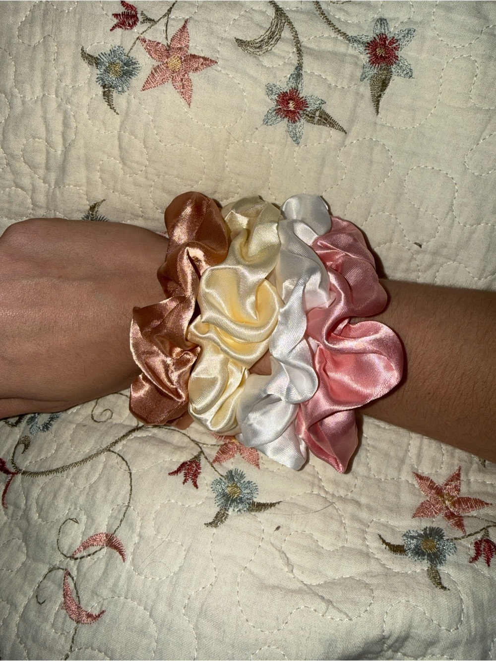 Satin Scrunchie Set — Rose, Cream, Ivory, Copper